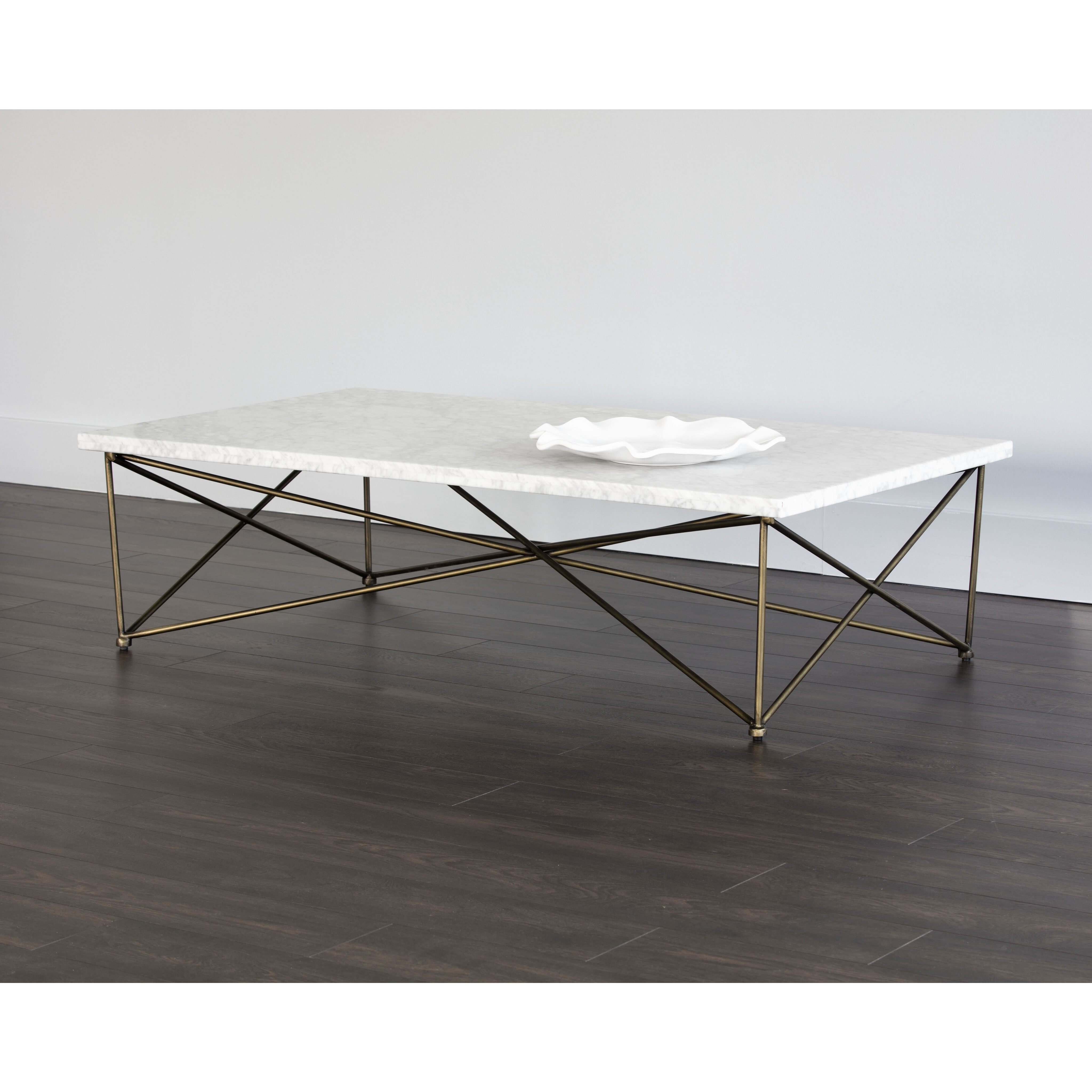 Skyy 55 X 31.5 inch White / Antique Brass Coffee Table